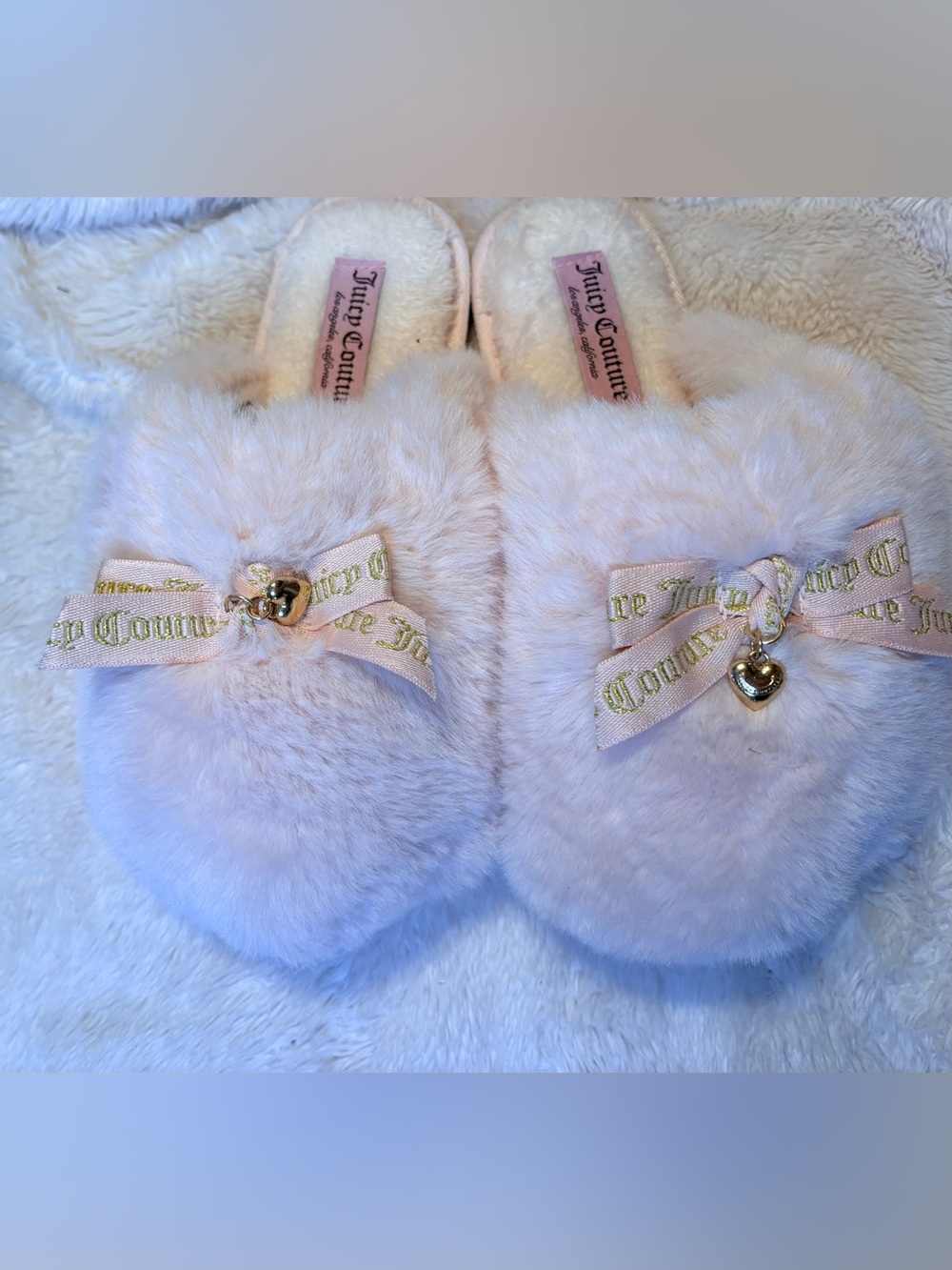 Juicy Couture Light Pink Furry Slippers